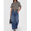 image:imageANRABESS Womens Wide Leg Jeans Drawstring Denim Pants with PocketsNavy Blue