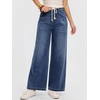 image:imageANRABESS Womens Wide Leg Jeans Drawstring Denim Pants with PocketsNavy Blue