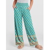 image:imageANRABESS Womens Wide Leg Palazzo Pants with PocketsFloral Teal Spades
