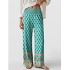 image:imageANRABESS Womens Wide Leg Palazzo Pants with PocketsFloral Teal Spades