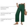image:imageANRABESS Womens Wide Leg Pants Cropped Work Palazzo TrousersForest Green