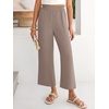 image:imageANRABESS Womens Wide Leg Pants Cropped Work Palazzo TrousersLight Camel