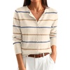 image:imageANRABESS Cardigan Sweaters for Women Lightweight Fall OutfitsBeige Blue Latte Stripe
