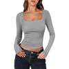image:imageANRABESS Long Sleeve Shirts for Women Double Lined Crop TopsLight Gray