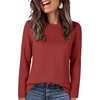 image:imageANRABESS Long Sleeve Shirts for Women Wrinkle Free Crew Neck Fall TopWine Red