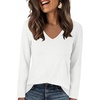 image:imageANRABESS Long Sleeve Shirts for Women Wrinkle Free V Neck Fall TopWhite