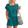 image:imageANRABESS Rompers for Women Summer 2026 Casual Dressy One Piece Tshirt Short Pants Jumpsuit Beach Vacation Outfit Clothes04 Lake