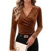 image:imageANRABESS Velvet Tops for Women Wrap Long Sleeve V Neck Shirt Dressy BlouseBurnt Orange