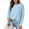image:imageANRABESS Women Extra Soft Long Sleeve Shirts Oversized Thermal Fleece TopsSky Blue