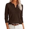 image:imageANRABESS Women Henley Long Sleeve Lightweight Fall SweatersCoffee