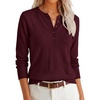 image:imageANRABESS Women Henley Long Sleeve Lightweight Fall SweatersDark Red