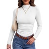 image:imageANRABESS Women Long Sleeve Mock Neck Shirts Fall Ruched Fitted Thermal TopsWhite