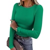 image:imageANRABESS Women Long Sleeve Shirts Ribbed Fitted TopsGreen