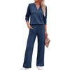 image:imageANRABESS Womens 2 Piece Outfits V Neck Sweatsuit Lounge SetsNavy Blue