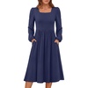 image:imageANRABESS Womens Fall Long Sleeve ALine Midi DressNavy Blue