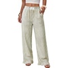 image:imageANRABESS Womens Gingham Striped Ruffle Hem PantsArmy Green White Stripe