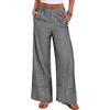 image:imageANRABESS Womens Gingham Striped Wide Leg Palazzo Lounge Pants with PocketsBlack Plaid