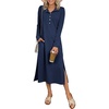 image:imageANRABESS Womens Long Sleeve Fall Midi Dresses with PocketsNavy Blue