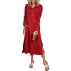 image:imageANRABESS Womens Long Sleeve Fall Midi Dresses with PocketsRed