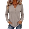 image:imageANRABESS Womens Long Sleeve Shirts Air Layer Henley V Neck TopsGrey Khaki