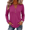 image:imageANRABESS Womens Long Sleeve Shirts Air Layer Henley V Neck TopsHot Pink