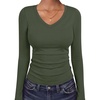 image:imageANRABESS Womens Long Sleeve Shirts Thermal V Neck TopsArmy Green