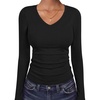 image:imageANRABESS Womens Long Sleeve Shirts Thermal V Neck TopsBlack