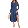 image:imageANRABESS Womens Long Sleeve Sweater Dress Fall Ribbed Knit Midi DressesDark Blue