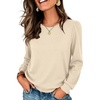 image:imageANRABESS Womens Long Sleeve Waffle Knit Shirts Fall Loose Fit Tunic TopsBeige