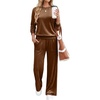 image:imageANRABESS Womens Lounge Sets 2 Piece Velour Sweatsuit Tracksuit Brown M