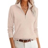 image:imageANRABESS Womens Quarter Zip Fall Lightweight SweatersAlmond