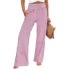 image:imageANRABESS Womens Striped Gingham Wide Leg Palazzo Pants with PocketsRed White Stripe