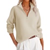image:imageANRABESS Womens Sweaters Cropped Quarter Zip Pullover Fall OutfitsKhaki