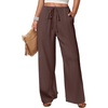 image:imageANRABESS Womens Wide Leg Casual Flowy Elastic Waist Beach Palazzo PantsBrown