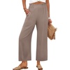 image:imageANRABESS Womens Wide Leg Pants Cropped Work Palazzo TrousersLight Camel