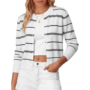 image:imageANRABESS Cardigan Sweaters for Women Button Up 2026 Fall OutfitsBlack White Stripe