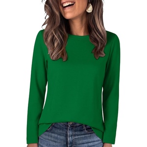 image:imageANRABESS Long Sleeve Shirts for Women Wrinkle Free Crew Neck Fall TopGreen