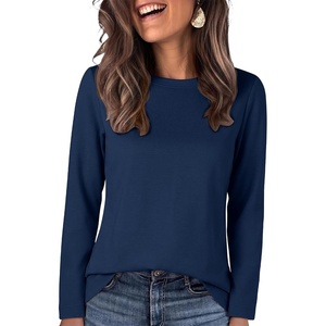 image:imageANRABESS Long Sleeve Shirts for Women Wrinkle Free Crew Neck Fall TopNavy Blue