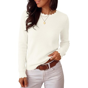image:imageANRABESS Long Sleeve Sweaters for Women Scalloped Lightweight Fall OutfitsWhite