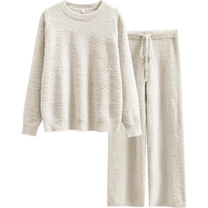 image:imageANRABESS Lounge Sets for Women Fuzzy Fleece Pajama SetBeige