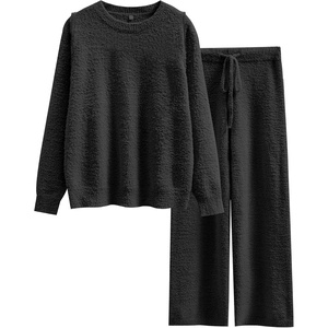 image:imageANRABESS Lounge Sets for Women Fuzzy Fleece Pajama SetBlack