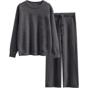 image:imageANRABESS Lounge Sets for Women Fuzzy Fleece Pajama SetDeep Gray
