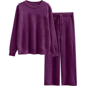 image:imageANRABESS Lounge Sets for Women Fuzzy Fleece Pajama SetDeep Viole