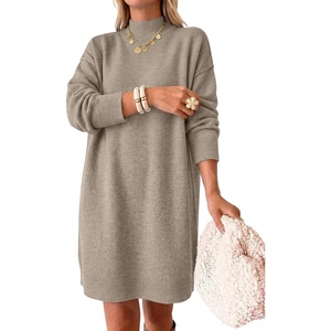 image:imageANRABESS Sweater Dress for Women Fall Oversized Mock Neck Long Sleeve DressKhaki