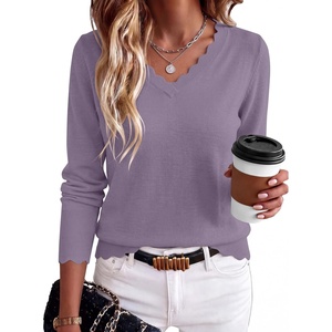 image:imageANRABESS Sweaters for Women Lightweight Loose Fit V Neck Fall OutfitsPurple