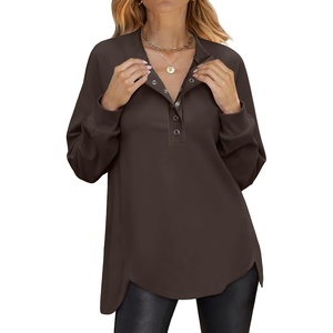 image:imageANRABESS Sweatshirt for Women Oversized Henley Tunic TopsBrown