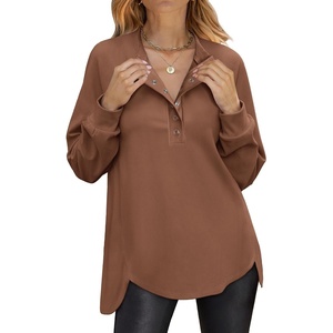 image:imageANRABESS Sweatshirt for Women Oversized Henley Tunic TopsCaramel