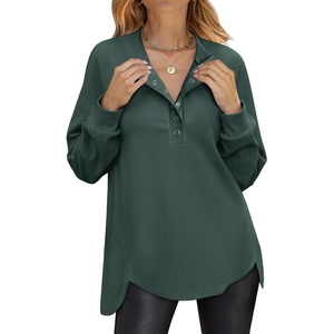 image:imageANRABESS Sweatshirt for Women Oversized Henley Tunic TopsDark Green