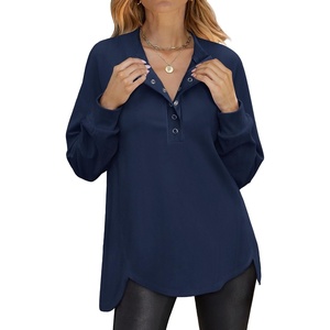 image:imageANRABESS Sweatshirt for Women Oversized Henley Tunic TopsNavy Blue