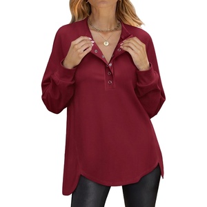 image:imageANRABESS Sweatshirt for Women Oversized Henley Tunic TopsRed